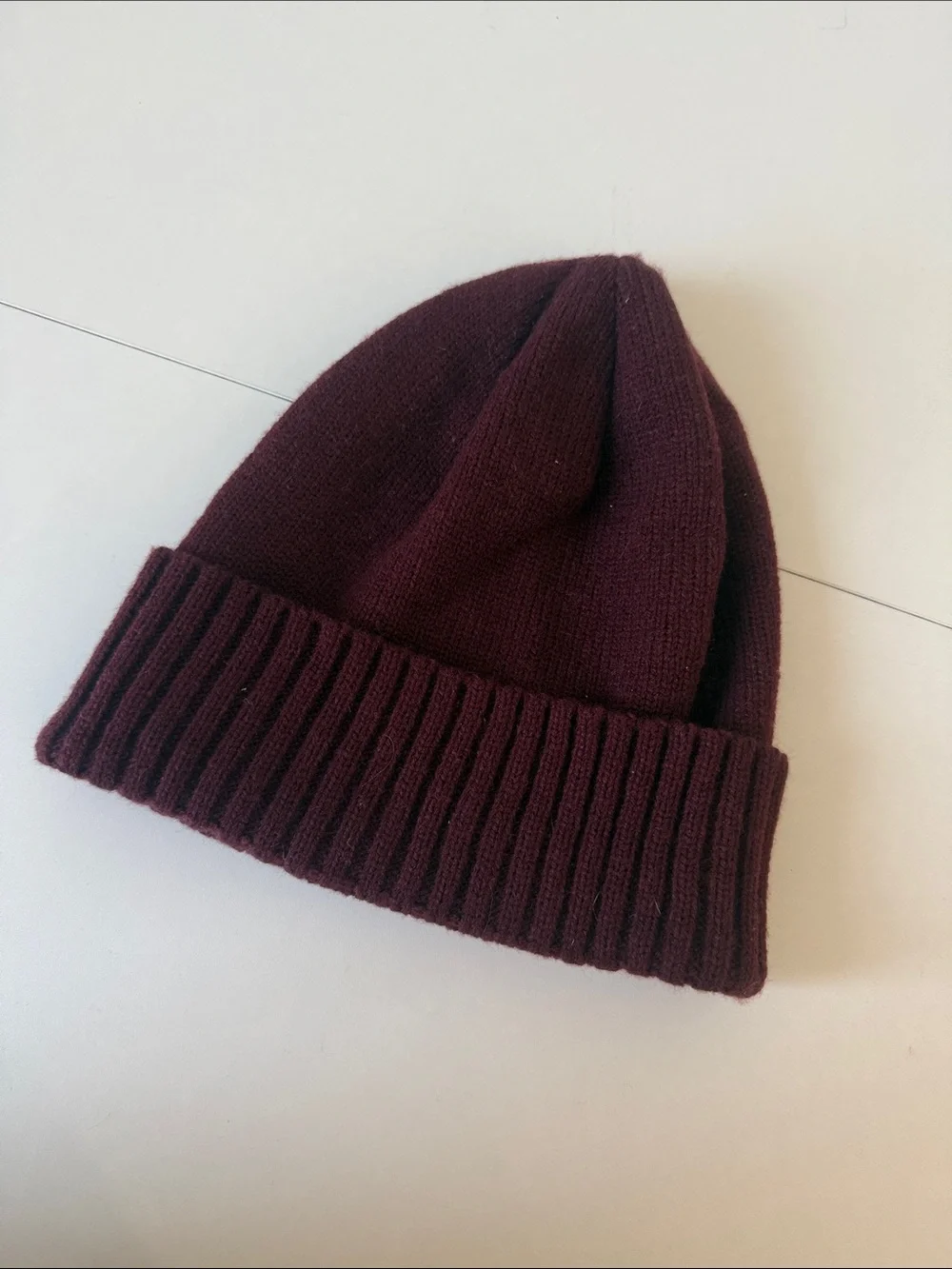The Bar Maroon Knit Beanie Hat